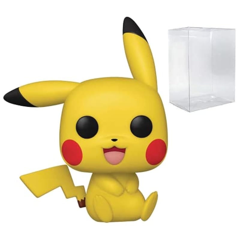 POP Pikachu (Sitting) Funko Pop! Vinyl Figure (Bundled with Compatible Pop Box Protector Case),Multi,3.75 inches Bobbleheads Funko