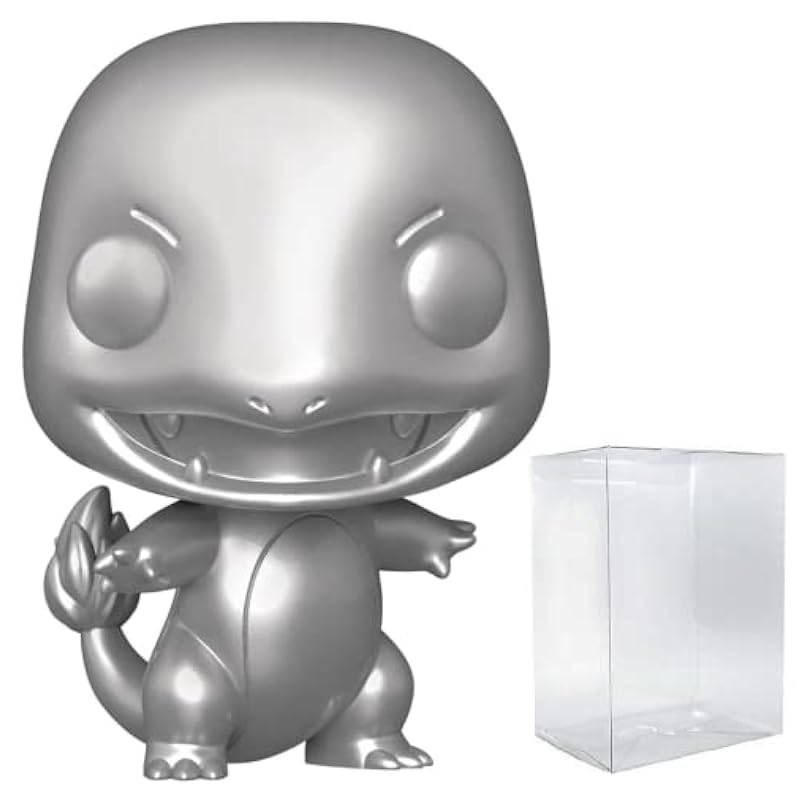 POP Charmander (Silver Metallic) Funko Pop! Vinyl Figure (Bundled with Compatible Pop Box Protector Case) Multi 3.75 inches Funko Action Figures