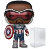 Bobbleheads Funko POP Marvel: Falcon and The Winter Soldier - Sam Wilson as Captain America Funko Pop Vinyl Figure (Bundled with Compatible Pop Box Protector Case), Multi, 3.75 inches