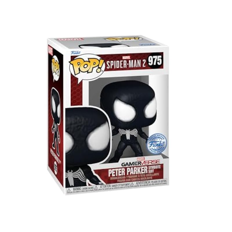 Action Figures Funko Funko Spider-Man 2 Gamerverse Peter Parker Symbiote Suit 975 Exclusive Pop Bobblehead Figure, Standard, Black
