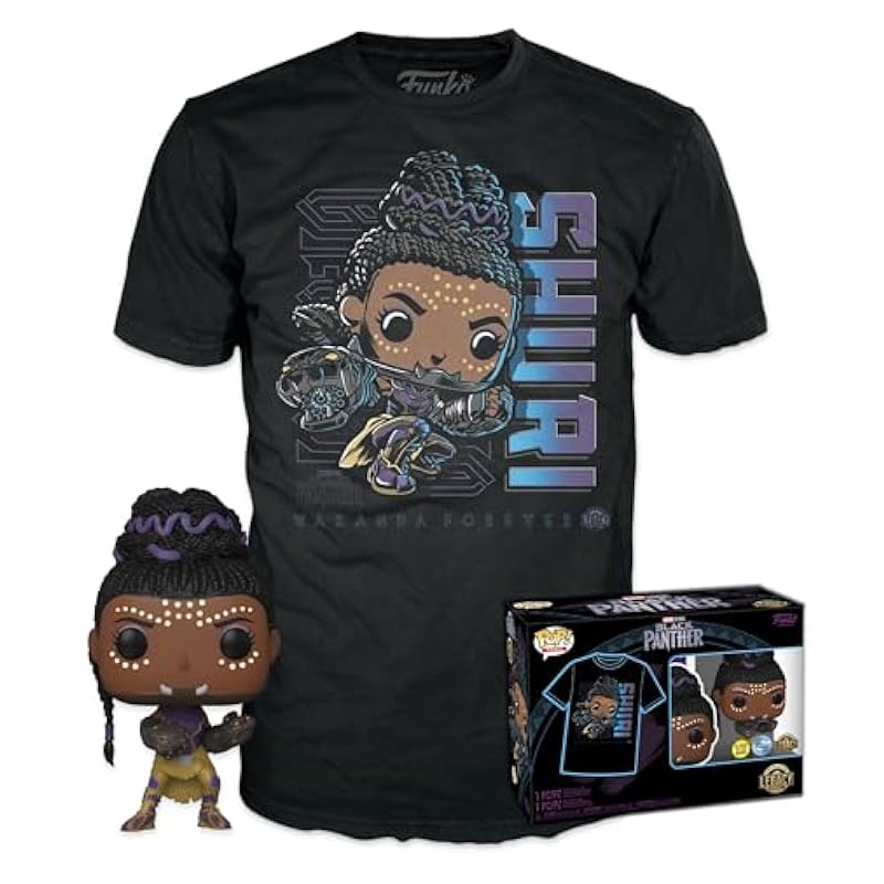 Funko Bobbleheads Funko Pop! & Tee: Arvel - Black Panther Shuri - Medium - T-Shirt - Clothes with Collectible Vinyl Figure - Gift Idea - Toys and Short Sleeve Top for Adults Men Medium