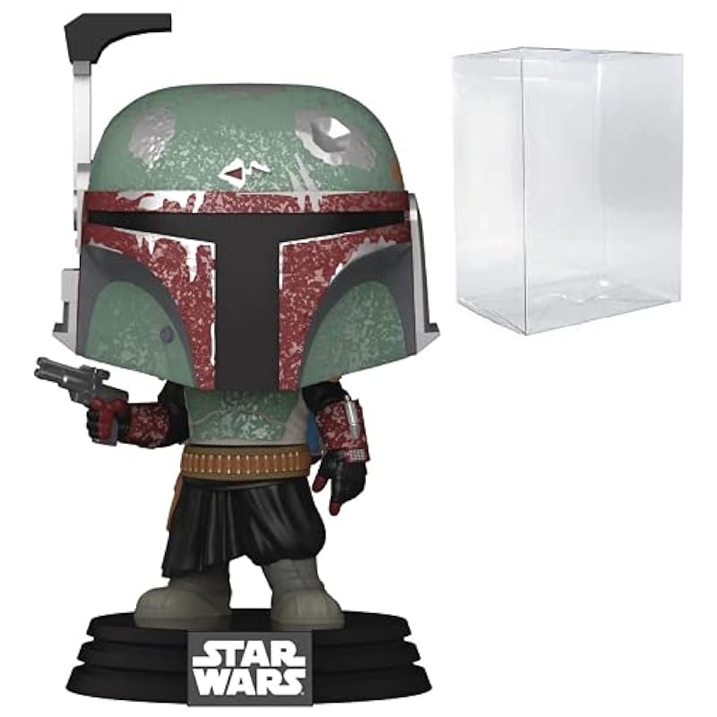 POP Star Wars: The Mandalorian - Boba Fett Funko Pop! Vinyl Figure (Bundled with Compatible Pop Box Protector Case), Multied, 3.75 inches Funko Action Figures