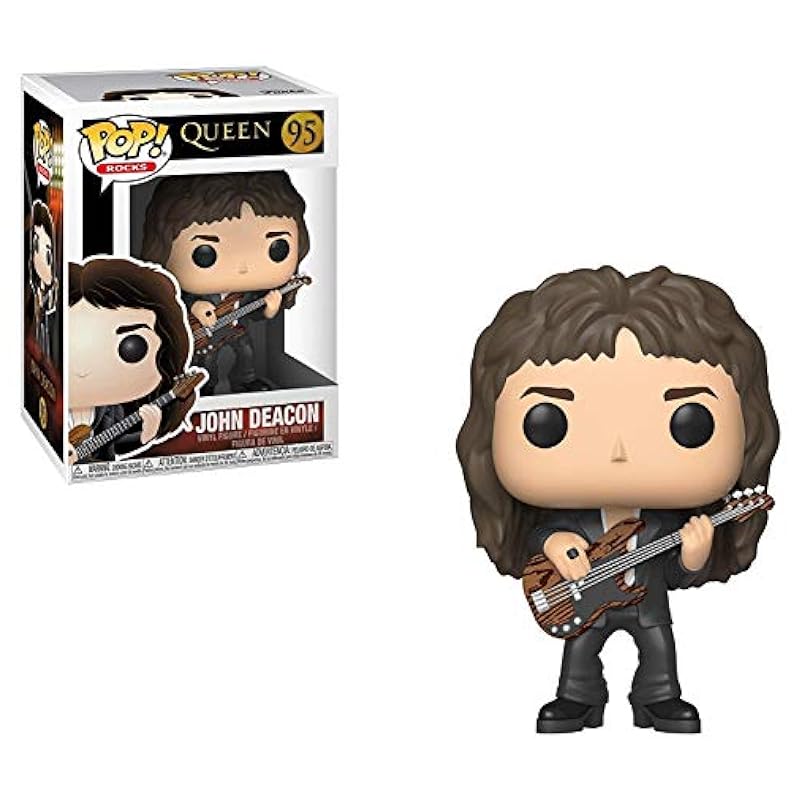 POP Queen - John Deacon Funko Pop Vinyl Figure (Bundled with Compatible Pop Box Protector Case), Multied, 3.75 inches Funko Bobbleheads