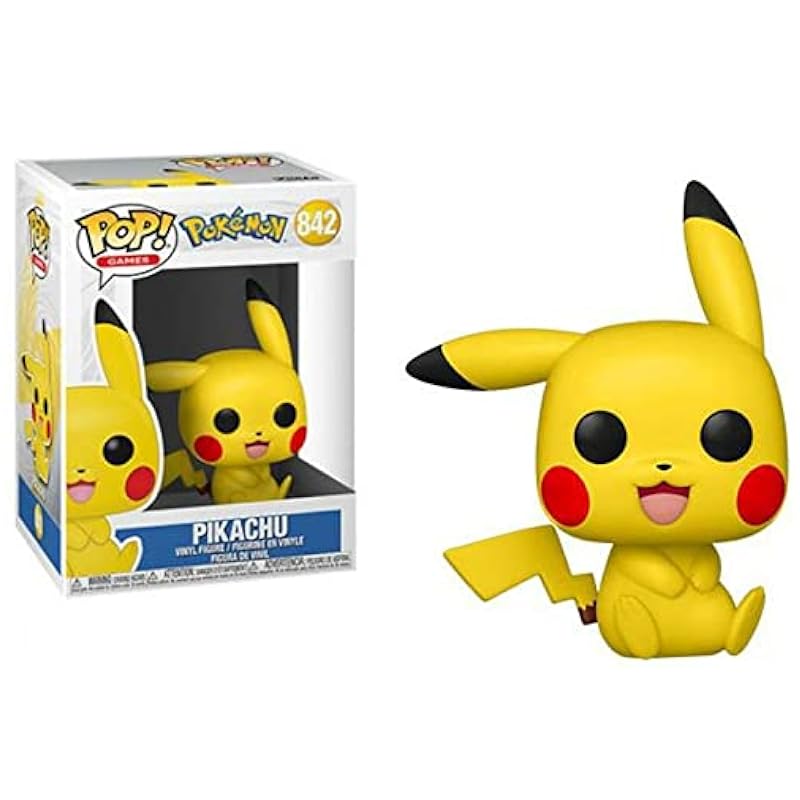 POP Pikachu (Sitting) Funko Pop! Vinyl Figure (Bundled with Compatible Pop Box Protector Case),Multi,3.75 inches Bobbleheads Funko