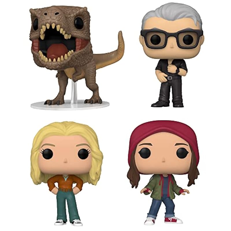 Funko Pop! Movies: Jurassic World 3 Dominion Collectors Set - 4 Figure Set: T.Rex, Dr. Ian Malcolm, Dr. Ellie Sattler, Maisie Action Figures Funko