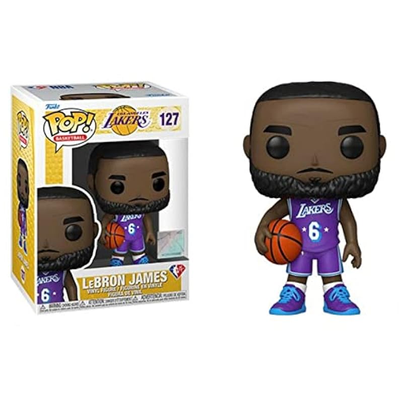 Funko POP NBA: Lakers - Lebron James #6 (City Edition 2021) Funko Vinyl Figure (Bundled with Compatible Box Protector Case) Action Figures & Toy Figurines