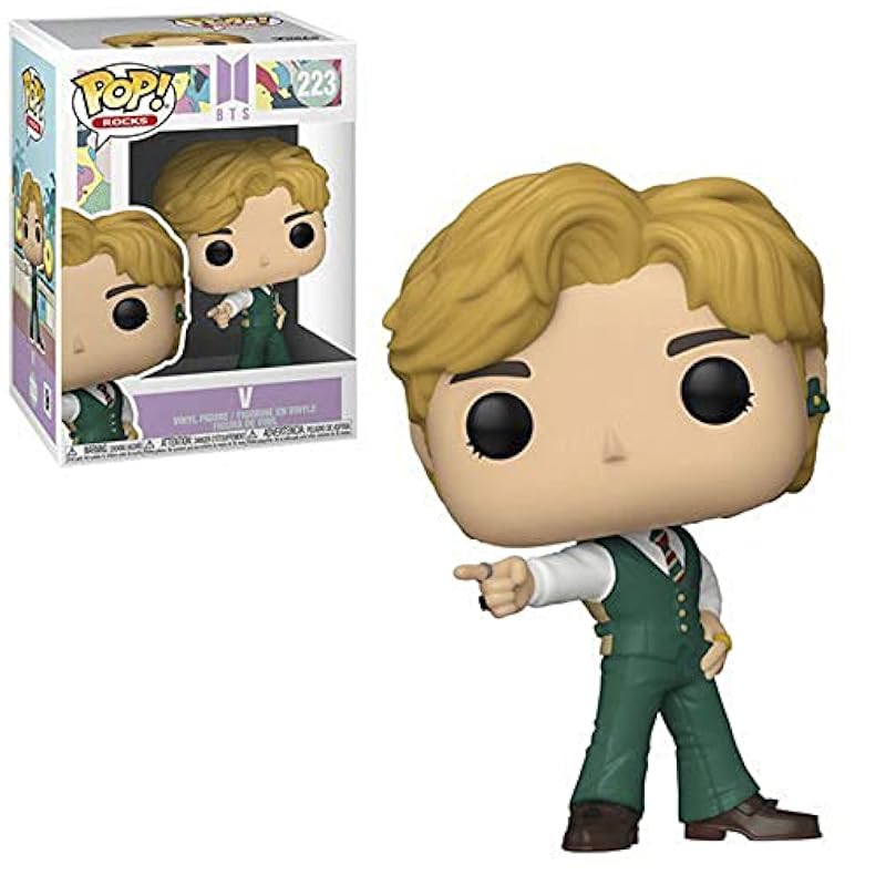 BTS - Dynamite - V Funko Pop! Vinyl Figure (Bundled with Compatible Pop Box Protector Case), Multied, 3.75 inches Bobbleheads Funko