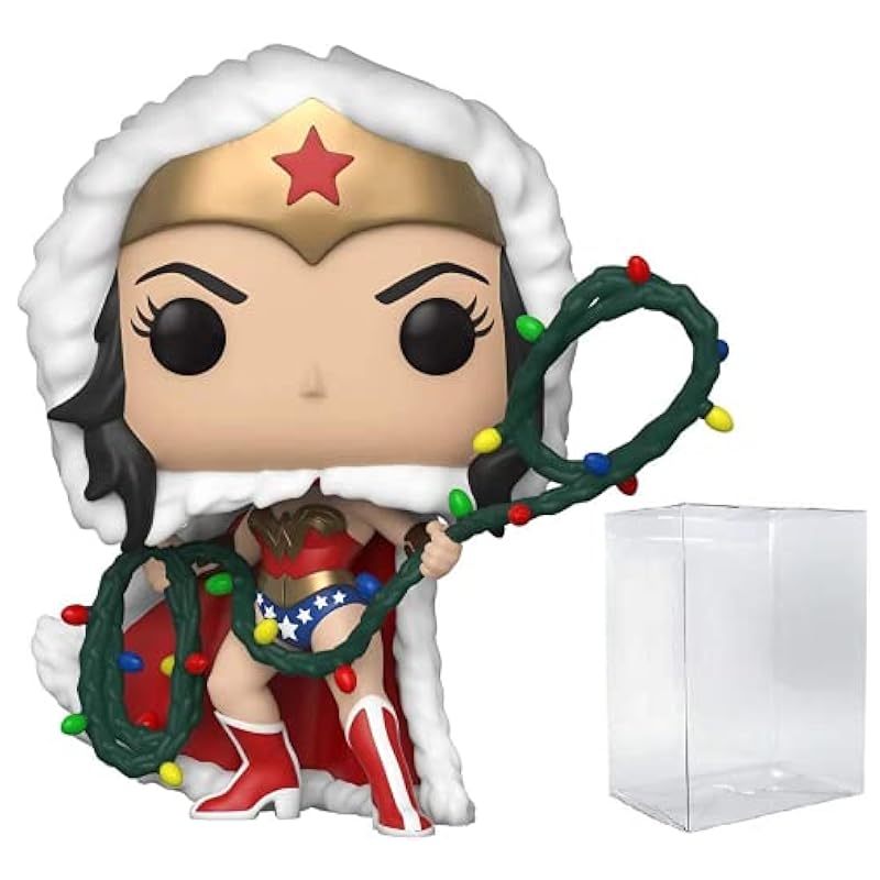 Funko POP DC Holiday - Wonder Woman with String Light Lasso Pop! Vinyl Figure (Bundled with Compatible Pop Box Protector Case), Multied, 3.75 inches Funko Bobbleheads
