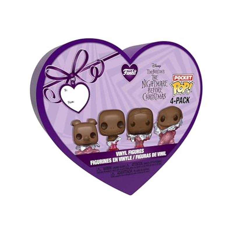 Bobbleheads Funko Funko Pocket POP! Disney The Nightmare Before Christmas Valentines Box 4 Pack - Jack Skellington - (Choc) - Keychain - Collectable Vinyl Mini Figure Novelty Keyring - Stocking Filler - Gift Idea