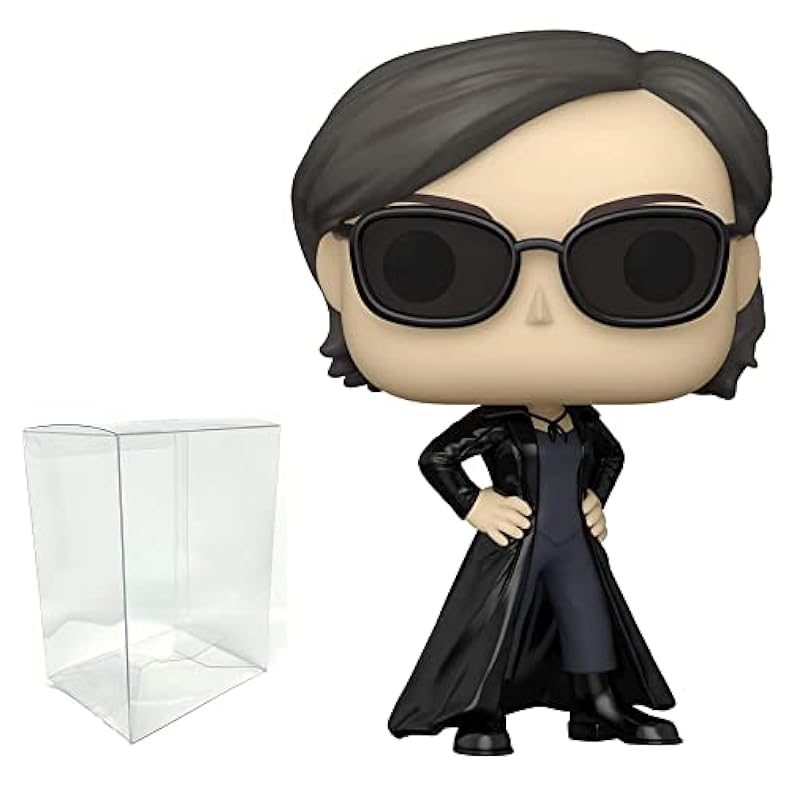 Trinity Funko Pop Protector Bundle – Movies: The Matrix Resurrections – Trinity Pop Figurine 3.75 Inch with Clear Plastic Pop Protector Case Funko Bobbleheads