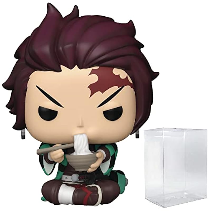 Action Figures Funko POP Demon Slayer - Tanjiro Kamado with Noodles Funko Vinyl Figure (Bundled with Compatible Box Protector Case), Multi, 3.75 inches