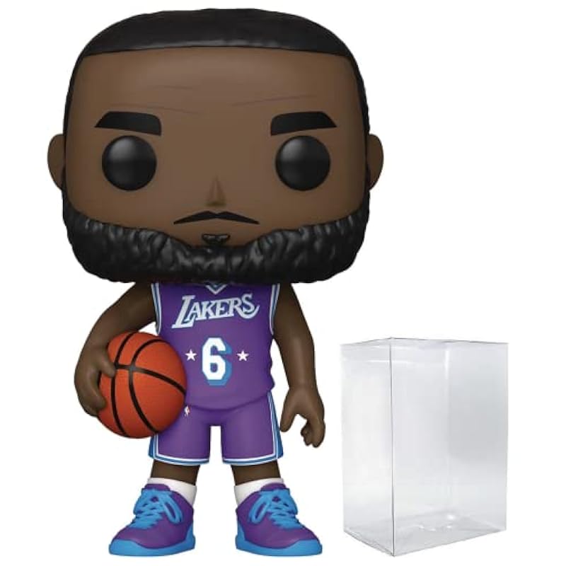 Funko POP NBA: Lakers - Lebron James #6 (City Edition 2021) Funko Vinyl Figure (Bundled with Compatible Box Protector Case) Action Figures & Toy Figurines