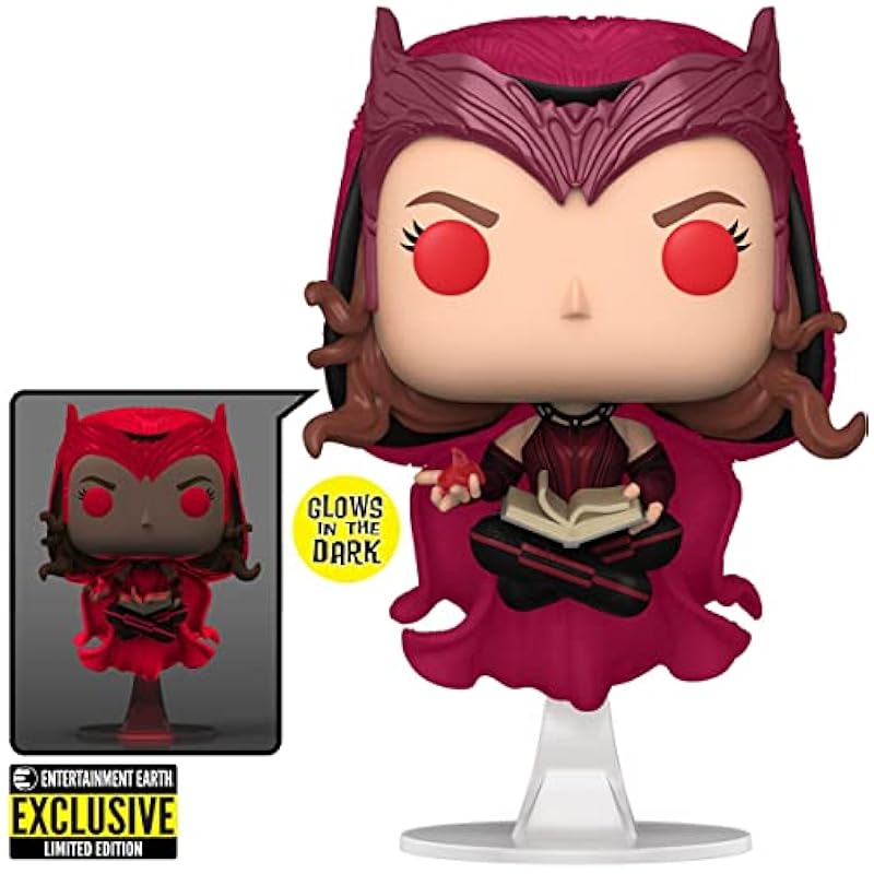 POP Marvel: WandaVision - The Scarlet Witch Glow-in-The-Dark Exclusive Funko Vinyl Figure (Bundled with Compatible Box Protector Case), Multied, 3.75 inches Funko Bobbleheads