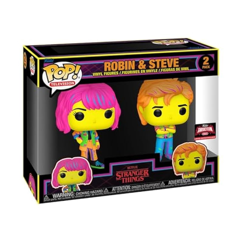 Bobbleheads Funko Funko POP TV: Stranger Things Robin & Steve Black Light Vinyl Figures - 2pk 2024 Target Con Excluisve