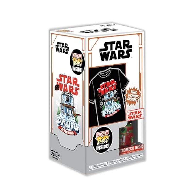 Funko Pocket POP! & Tee: Star Wars - Holiday R2D2 - Metallic - Extra Large - (XL) - T-Shirt - Clothes with Collectable Vinyl Minifigure - Gift Idea - Toys and Short Sleeve Top for Adults Uni Men Bobbleheads Funko