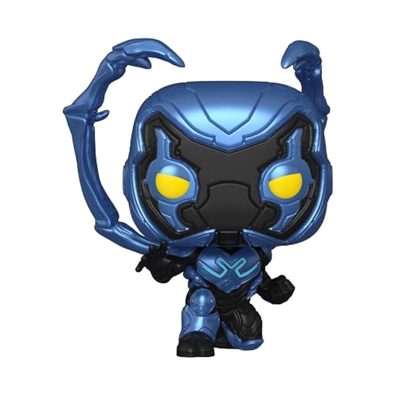 Funko Pop! Movies: Blue Beetle - Blue Beetle Crouching Bundled with a Byron's Attic Protector Funko Bobbleheads