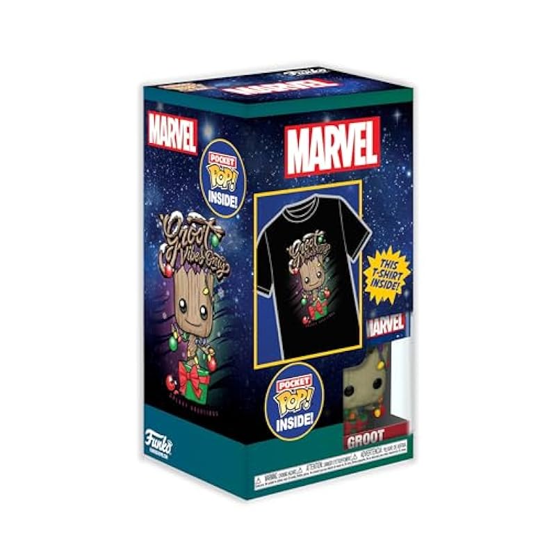 Funko Pocket Pop! & Tee: Guardians of The Galaxy - Holiday Groot - S Funko Action Figures