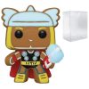 Funko POP Marvel: Holiday - Gingerbread Thor Pop! Vinyl Figure (Bundled with Compatible Pop Box Protector Case), Multied, 3.75 inches Bobbleheads Funko