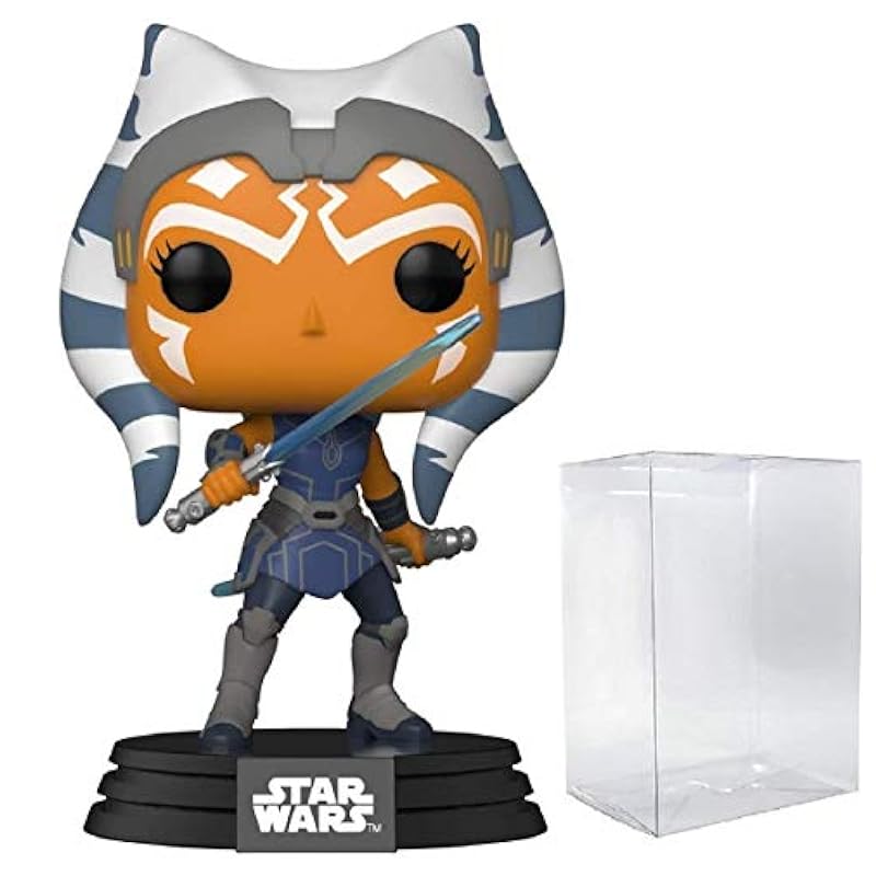 POP Star Wars: Clone Wars - Ahsoka Tano Funko Vinyl Figure (Bundled with Compatible Pop Box Protector Case), Multi, 3.75 inches Bobbleheads Funko