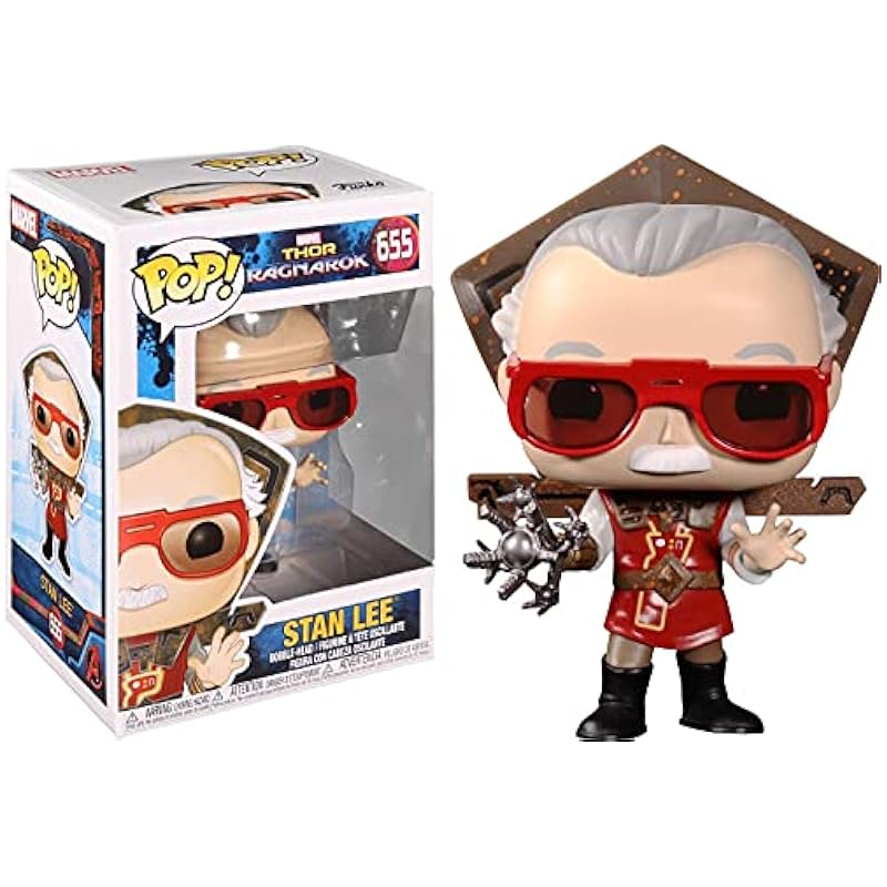 POP Marvel: Stan Lee - Stan Lee in Thor Ragnarok Outfit Funko Vinyl Figure (Bundled with Compatible Pop Box Protector Case), Multi, 3.75 inches Funko Action Figures