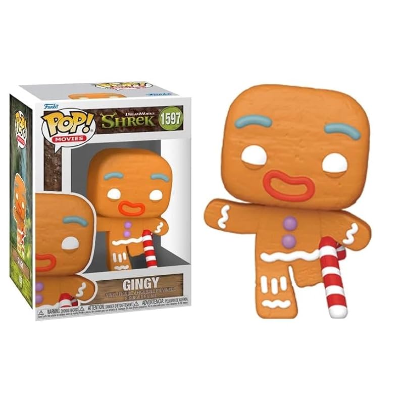 Bobbleheads Funko Funko Pop Shrek + Protector: DreamWorks 30th Anniversary Pop! Movies Vinyl Figure (Gift Set Bundled with ToyBop Brand Box Protector Collector Case) (Gingy Gingerbread Man with Candycane)