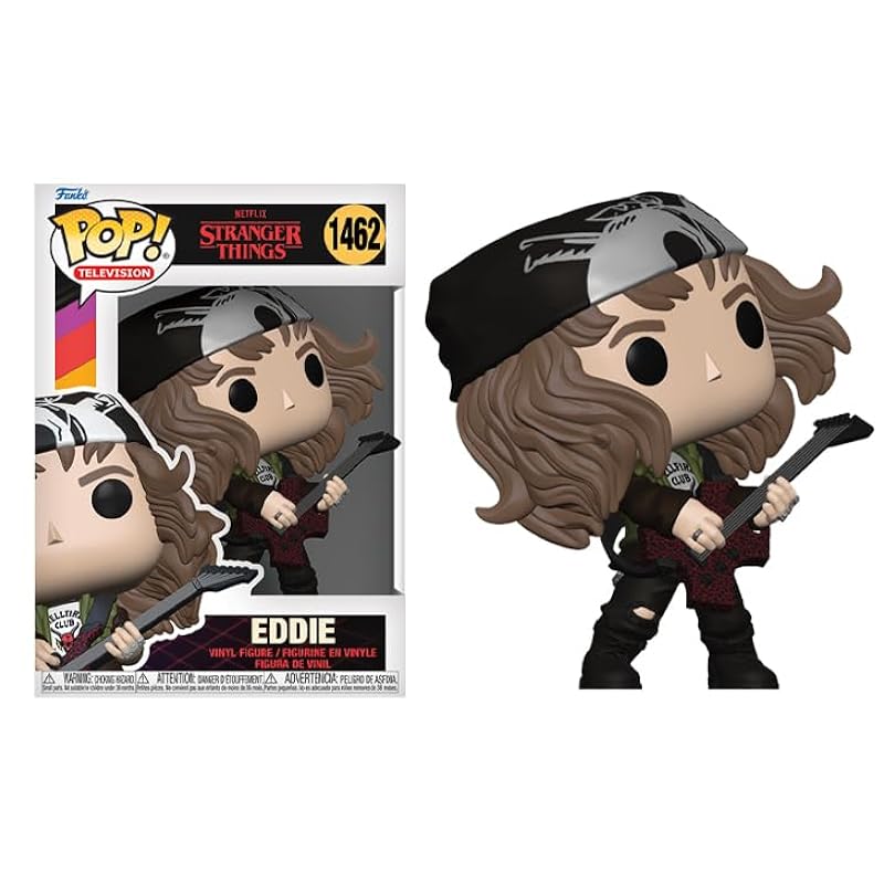Bobbleheads Funko Funko Pop Stranger Things Season 4 (Wave 3) + Protector: Pop! TV Vinyl Figure (Gift Set Bundled with ToyBop Box Protector Collector Case) (Hunter Eddie w/Guitar)