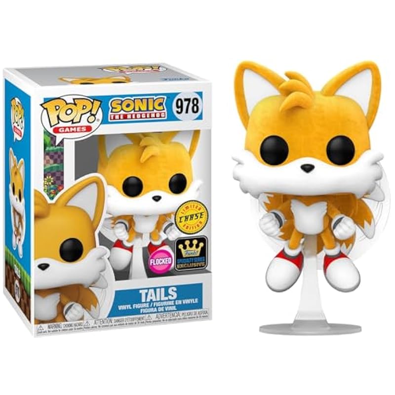 Funko Tails Flying Specialty Series + Pop Protector: Sonic The Hedgehog Pop! Games Vinyl Figure (Gift Set Bundled with ToyBop Brand Box Protector Collector Case) (Tails SS Flocked Chase) Tails Ss F Bobbleheads Funko
