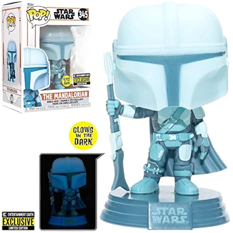 POP Star Wars: The Mandalorian - Mandalorian (Din Djarrin) Hologram Glow-in-The-Dark Exclusive Funko Vinyl Figure (Bundled with Compatible Box Protector Case) Funko Action Figures