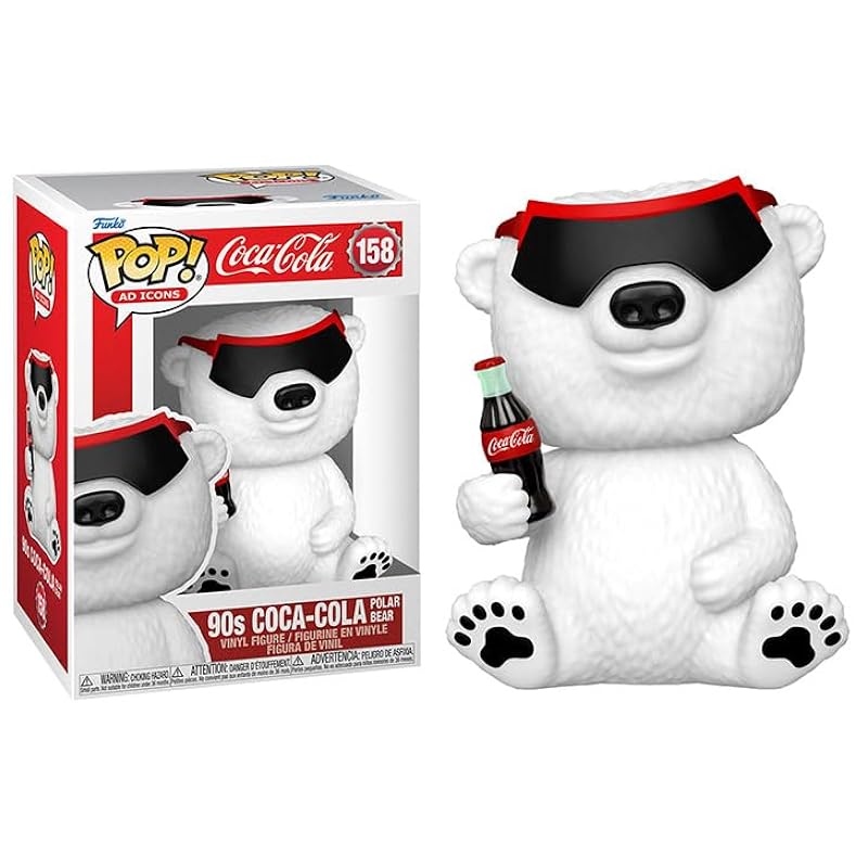 Funko Bobbleheads Funko Pop Coca-Cola Holiday + Protector: Pop! Retro Ad Icons Vinyl Figure (Bundled with ToyBop Box Protector Collector Case) (90s Polar Bear w/Sunglasses)