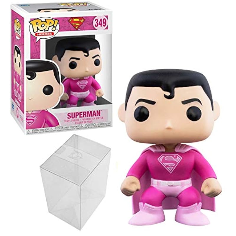 Bobbleheads Funko Funko Pop! DC Heroes: Breast Cancer Awareness – Superman Bundle with 1 PopShield Pop Box Protector