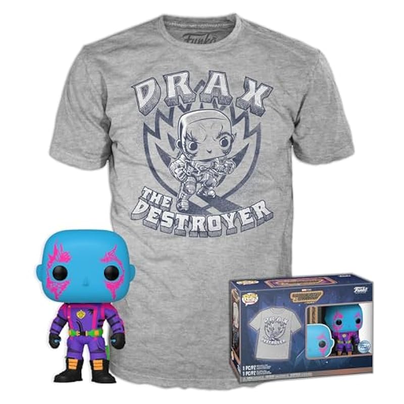 Funko Pop!&Tee: Guardians of The Galaxy - Drax - Medium - Hot Christmas - T-Shirt - Clothes with Collectable Vinyl Figure - Gift Idea - Toys and Short Sleeve Top for Adults Uni Men and Women Medium Funko Bobbleheads