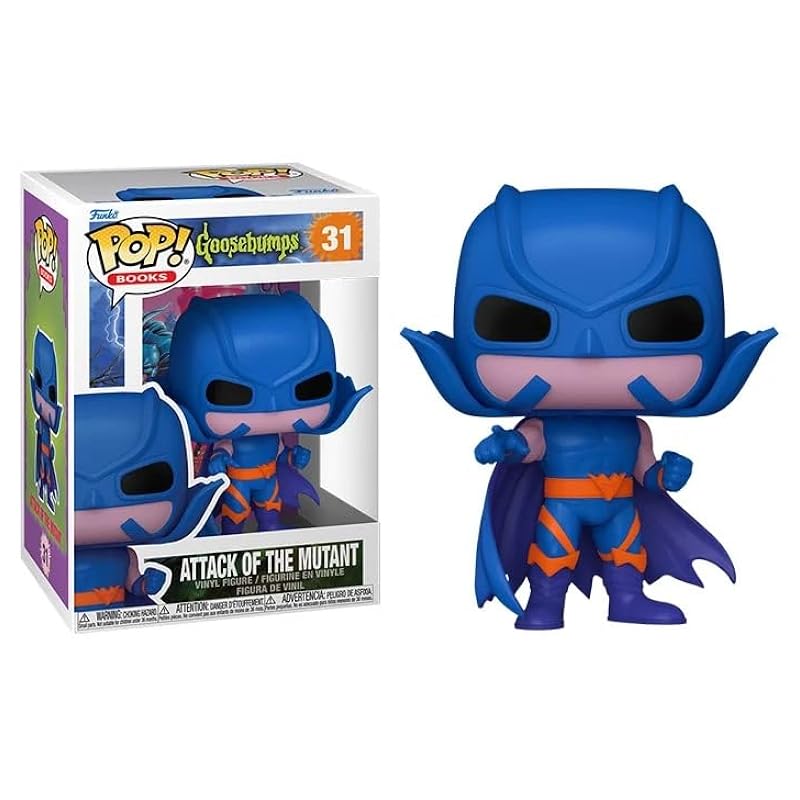 Funko Goosebumps R. L. Stine + Pop Protector: Pop! Horror Books Vinyl Figure (Bundled with ToyBop Brand Box Protector Case) (Attack of The Mutant (1994) in Suit with Mask and Cape #31/80899) Attack of Funko Bobbleheads