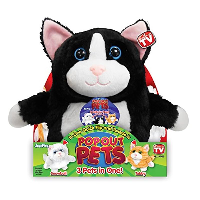 Funko Pop Out Pets Kittens, Reversible Plush Toy, Get 3 Stuffed Animals in One - Tuxedo, Snowball & Tabby Cats, 8 in. Stuffed Animals & Teddy Bears