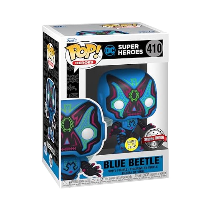 Funko Pop Heroes #410 - DC Super Heroes - Blue Beetle (Day of the Dead - Glows in the Dark Chase) (Gamestop Exclusive) Bobbleheads Funko