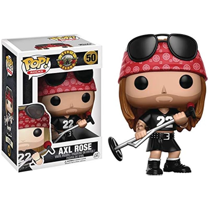 Guns N' Roses - Axl Rose Funko Pop! Rocks Vinyl Figure (Bundled with Compatible Pop Box Protector Case), Multied, 3.75 inches Funko Action Figures
