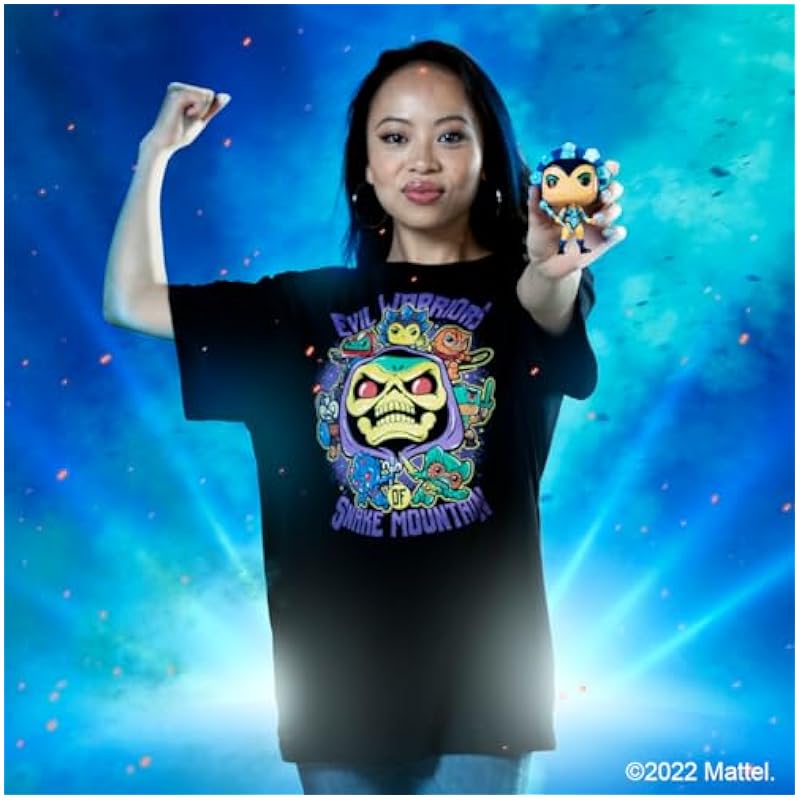 Bobbleheads Funko Funko Pop! & Tee: Motu - Evil Lyn - Glow in The Dark - Large - (L) - Masters of The Universe - T-Shirt - Clothes with Collectable Vinyl Figure - Gift Idea - Toys and Short Sleeve Top for Adults Men
