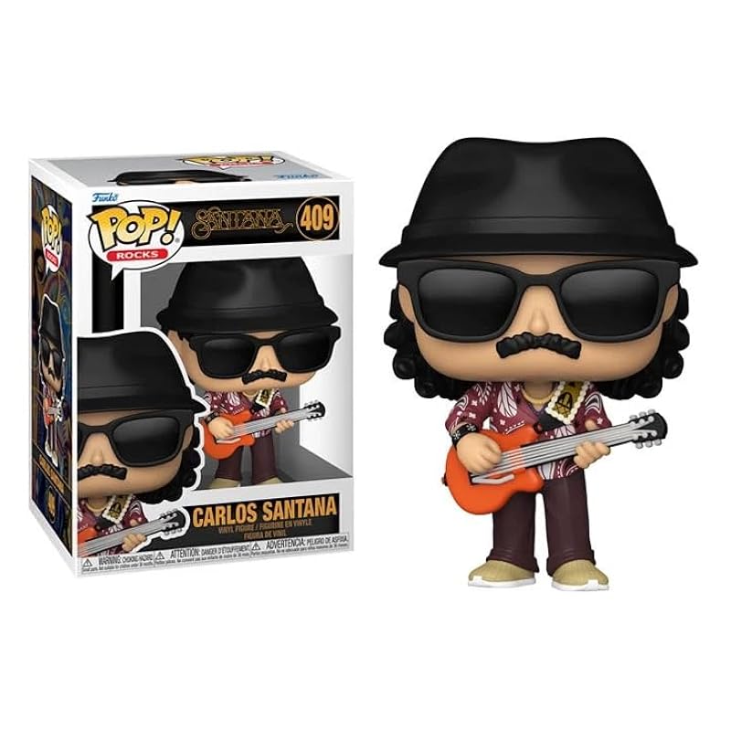 Bobbleheads Funko Funko Carlos Santana with Guitar and Sunglasses + Pop Protector: Pop! Rocks Vinyl Figure (Gift Set Bundled with ToyBop Brand Box Protector Collector Case)