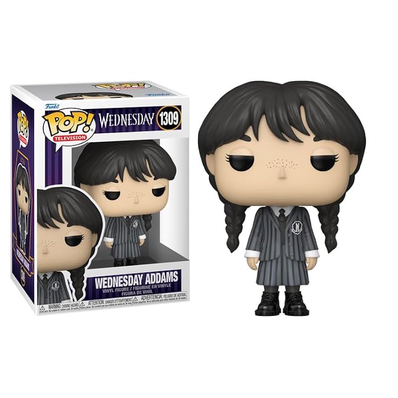 Funko Wednesday Addams in School Uniform + Pop Protector: Pop! TV Vinyl Figure (Gift Set Bundled with ToyBop Brand Box Protector Collector Case) Funko Bobbleheads
