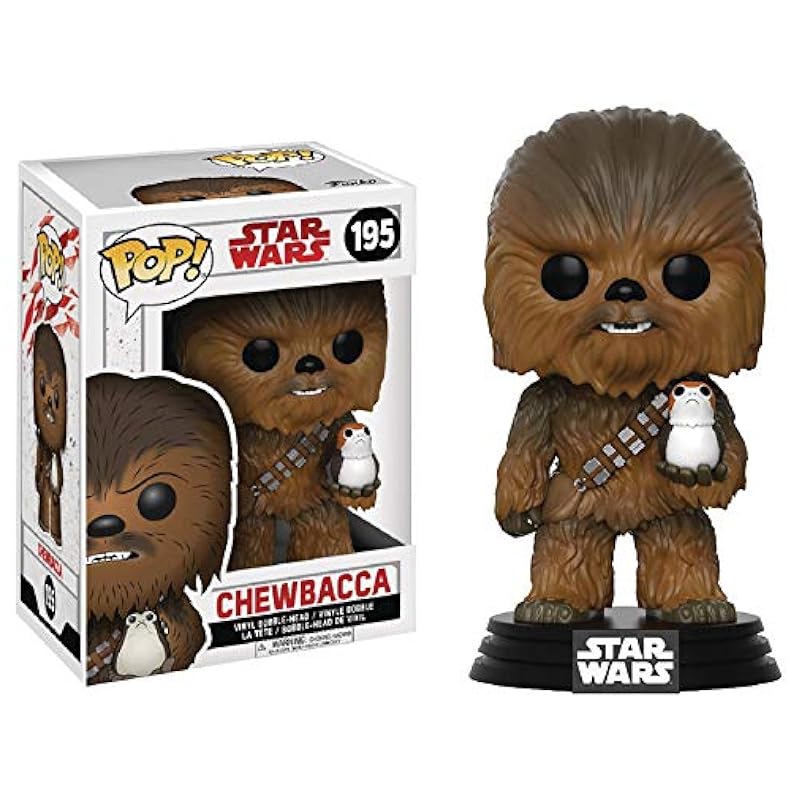 Star Wars: The Last Jedi - Chewbacca with PORG Funko Pop! Vinyl Figure (Bundled with Compatible Pop Box Protector Case), Multi, 3.75 inches Funko Action Figures