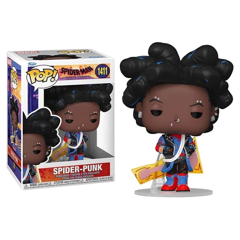 Funko Spider-Punk Hobie Brown Unmasked with Guitar + Pop Protector: Across The Spider-Verse Pop! Marvel Vinyl Figure (Gift Set Bundled with ToyBop Brand Box Protector Collector Case) Bobbleheads Funko