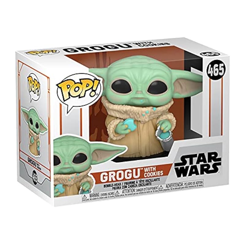 POP Star Wars: The Mandalorian - Grogu with Cookie [The Child] Funko Pop! Vinyl Figure (Bundled with Compatible Pop Box Protector Case), Multied, 3.75 inches Action Figures Funko