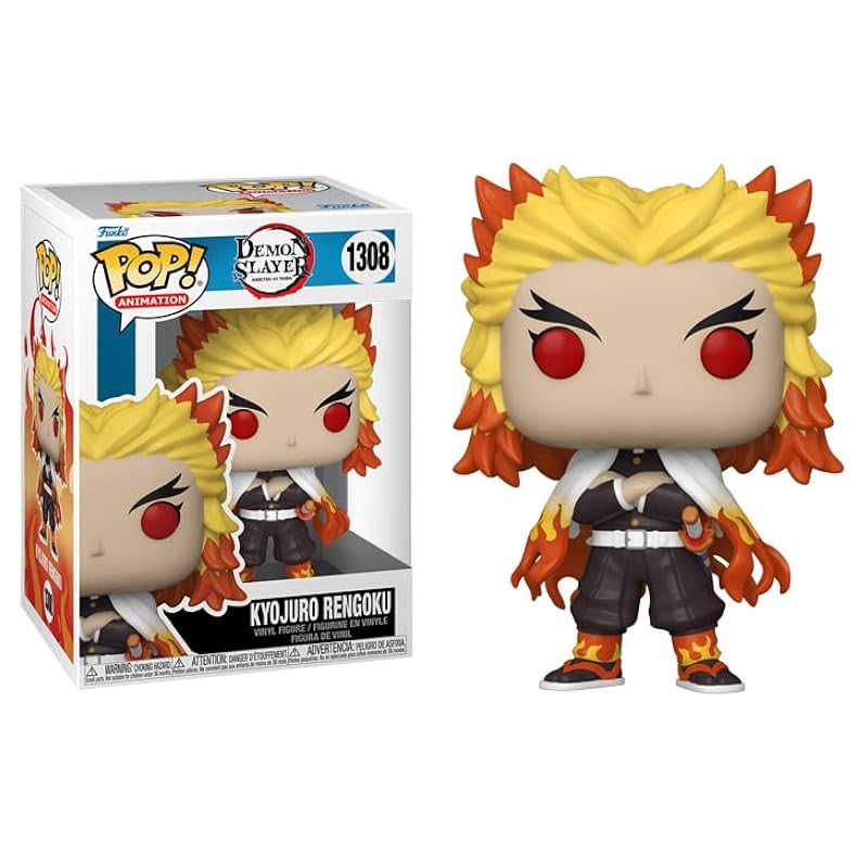 Action Figures Funko POP Demon Slayer - Kyojuro Rengoku Funko Vinyl Figure (Bundled with Compatible Box Protector Case), Multi, 3.75 inches