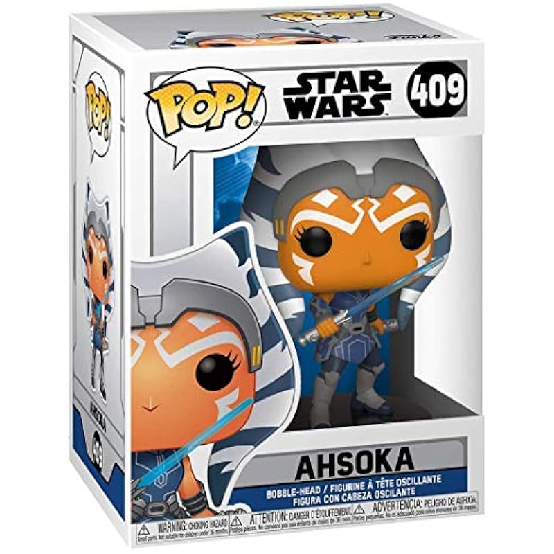 POP Star Wars: Clone Wars - Ahsoka Tano Funko Vinyl Figure (Bundled with Compatible Pop Box Protector Case), Multi, 3.75 inches Bobbleheads Funko