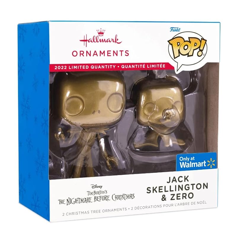 Bobbleheads Funko Funko POP! Disney Tim Burton's The Nightmare Before Christmas Ornaments, Jack Skellington and Zero (Set of 2) Walmart Exclusive
